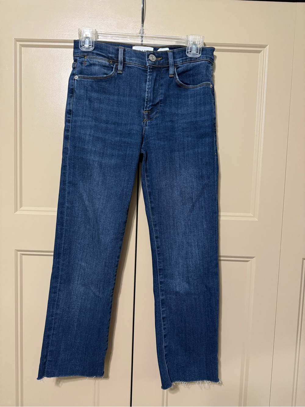 Frame Denim Le High Straight Jeans Raw Hem 
- Dark Blue size 25
